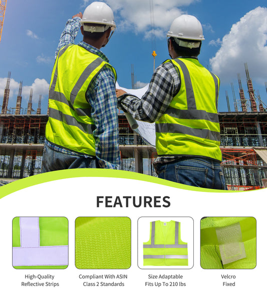 Safety Vest Meets ANSI Class 2 Standards, Reflective Vest for Men Women, Mesh High Visibility Vest