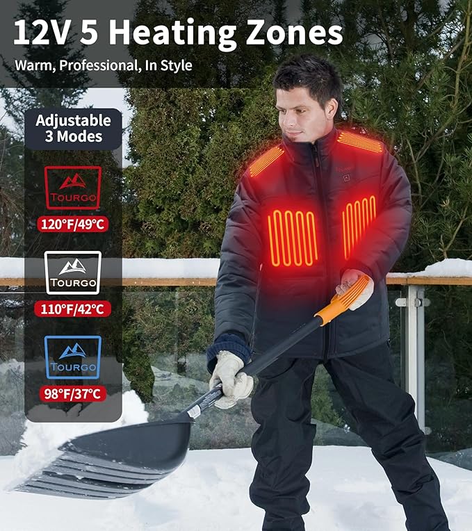 Heated Jacket for Men, Heated Work Jacket with 12V 16000mAh Battery Lasting 4-9 Hours