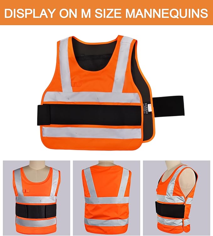 Cooling Vest for Men with 4 Gel Packs, 1-3 Hours Cold, Class 2 Safety Cool Vest with Premium 3M Strips, Ideal Ice Vest for Hot Weather, Construction Work, Motorcycle, Mascot, Cooking and Summer