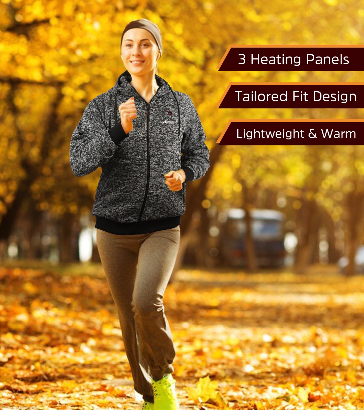 Heated Hoodie with 12V 16000mAh Battery Pack, 3 Heating Zones, Heated Fleece Jacket Hooded Sweatshirt