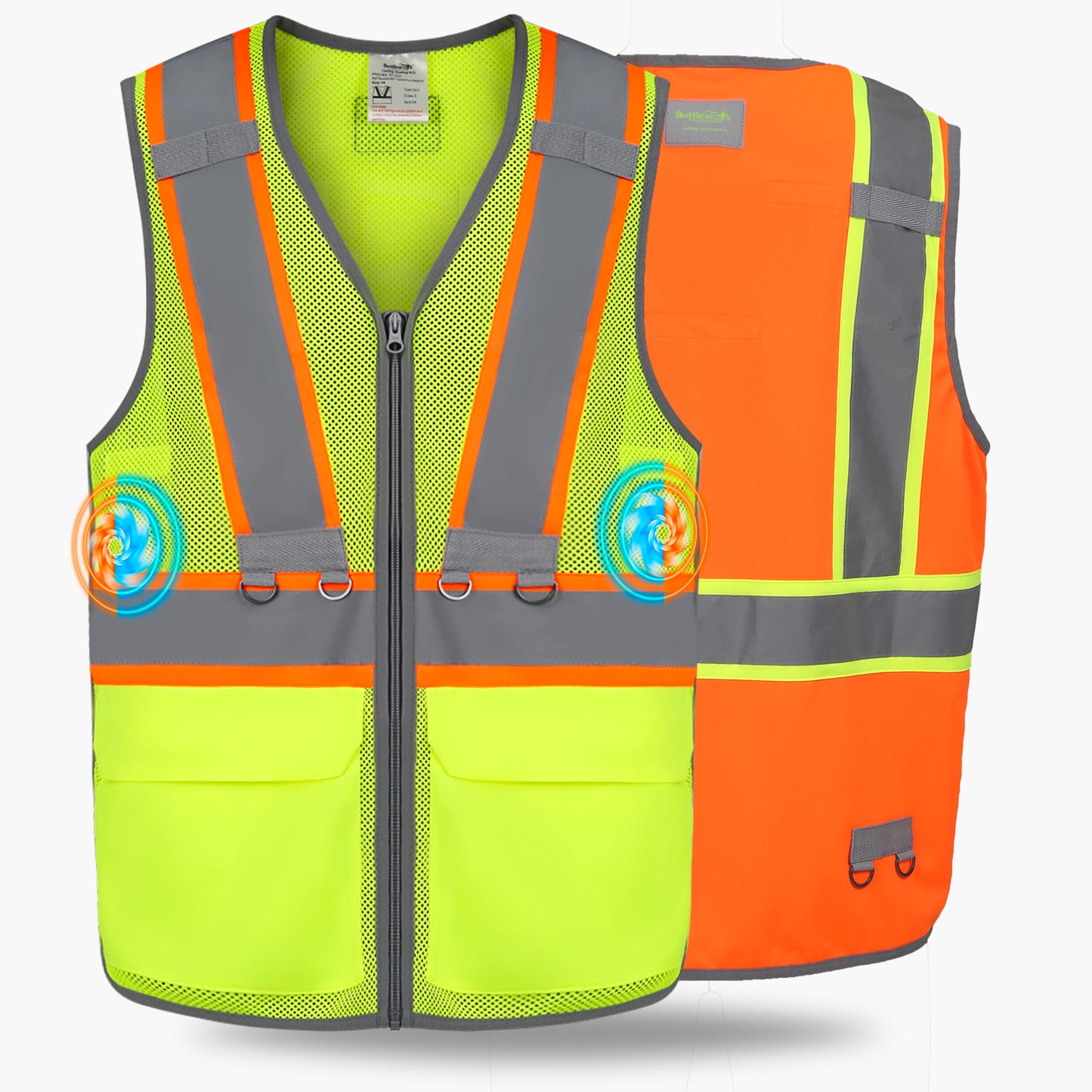 2PCS Safety Vest for Men, High Visibility Reflective Safety Vest, Semiconductor Cooling Vest