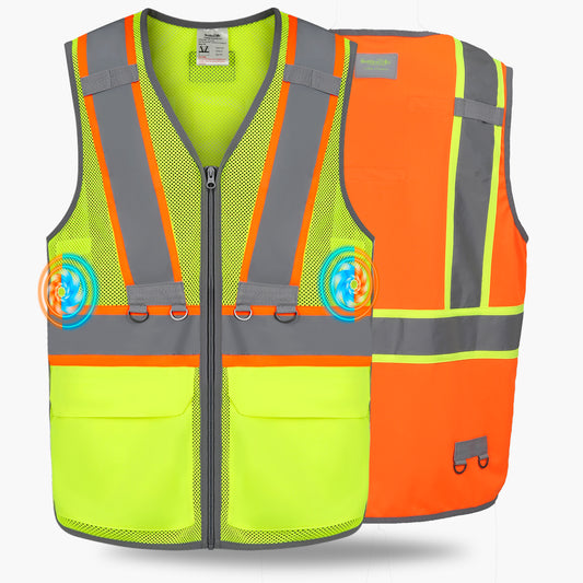 2PCS Safety Vest for Men, High Visibility Reflective Safety Vest, Semiconductor Cooling Vest