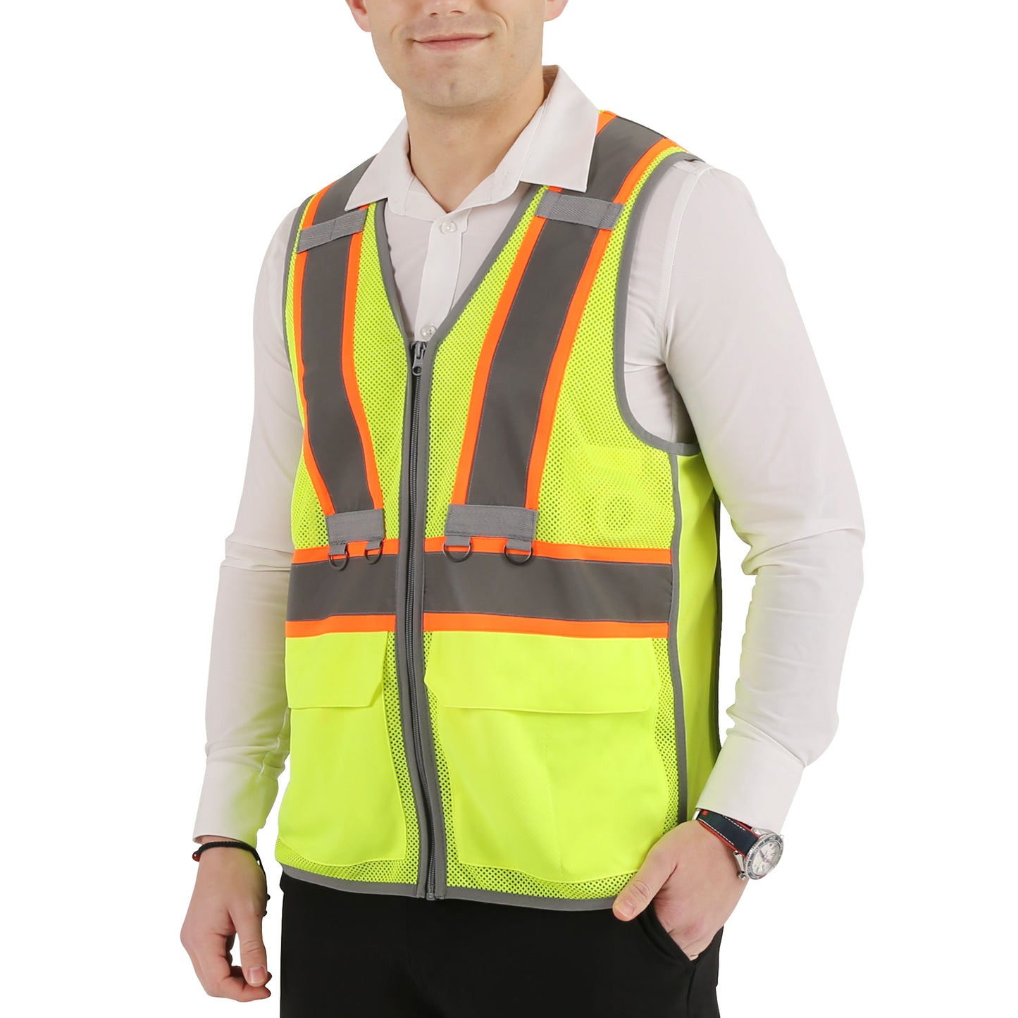 2PCS Safety Vest for Men, High Visibility Reflective Safety Vest, Semiconductor Cooling Vest