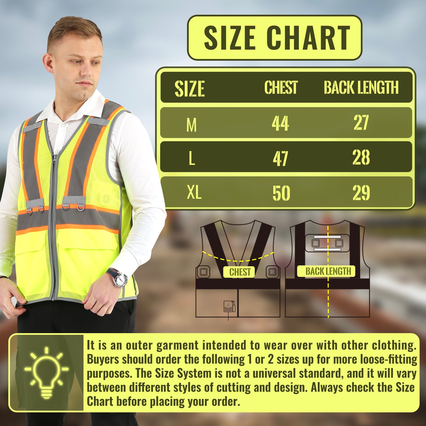 2PCS Safety Vest for Men, High Visibility Reflective Safety Vest, Semiconductor Cooling Vest